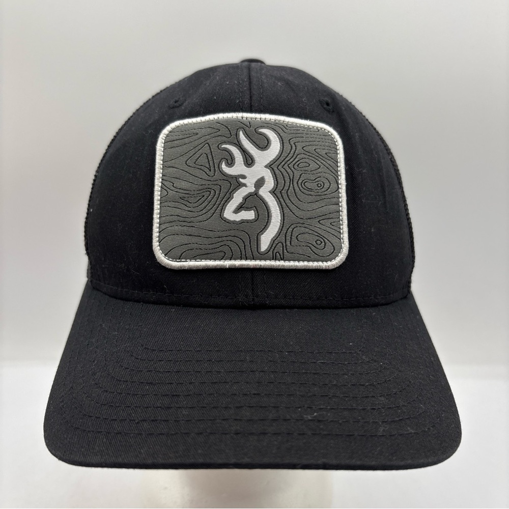 Browning Charted Topo Patch Logo Mesh Flexfit Black Men‎ Small/Medium Mesh Hat